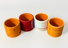 Pier 1 Imports Ceramic Napkin Rings Set Of 4 Terracotta Orange Red Dots Stripes