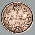 1913 Canada 5 Cent Sterling Silver World Coin