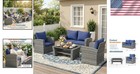 Elegant Navy Blue Patio Sofa And Coffee Table Set - Easy Assembly Included