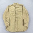 Vintage Us Army Shirt Mens 15x32 Khaki Cotton Long Sleeve 6th Army Patch 50s