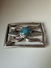 Native American Turquoise Sterling Silver Belt Buckle