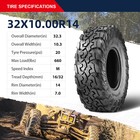 Set Of 4 32x10r14 Atv Tires 32x10-14 Utv All-terrain 10pr 32x10x14 Sxs Tubeless
