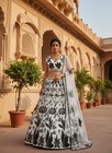 Black Off White Lehenga Choli  Sequins Embroidered Wedding Party Wear Outfit Set