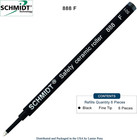 6 Pack -  888 Rollerball Refill Black Fine Tip
