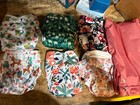 Lot Of 6cloth Pocket Diapers With Bamboo Cotton Blend Inserts