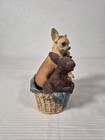 2004 Stone Critters Chihuahua Puppy Dog Trio In Basket Figurine