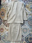 Vintage Spiegel Wool Blend Tweed Skirt Suit Set Beige Houndstooth Petite 6 8
