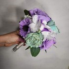 Lavender Light Green Rose Calla Lily Real Touch Bridal Wedding Bouquet Accessori
