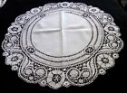 Vintage Cluny Lace   Linen Tablecloth Table Topper 45  Dia  Bobbin Lace 11  Wide