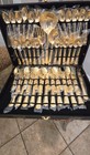 Vintage William Rogers And Sons Flatware Silverware Gold Plated Boxed 51 Pc Set