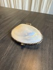 Vintage Mother Of Pearl Shell Trinket Box Hinged Gold Tone Large Natural Shell