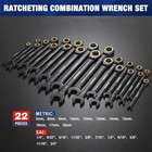 22-piece Ratcheting Wrench Set  Metric 6-18mm   Sae 1 4-3 4   Durable Tools