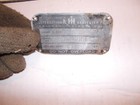 Farmall Cub  Ih Tractor Original 1951 Serial Number Tag    124728
