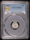 1852 P Silver Three Cent Pieces - Trimes Pcgs Ms-62