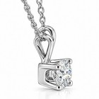 1 4 Ct Solitaire Real Diamond Pendant Necklace 14k White Gold