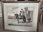 Pair Large Antique Equestrian Engravings Prints -  Framed 18th C  