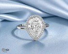 Igi 3 25 Ct Pear F-vs1 Lab Grown Diamond Women Promise Halo Ring 14k White Gold