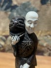 Antique Japanese Okimono Sculpture Wood And Resin Meiji