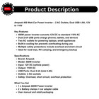 Ampeak 400 Watt Car Power Inverter     2 Ac Outlets  Dual Usb 4 8a  12v To 110v