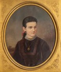 Antique Late 19th Century Oil Painting Victorian Period Large Portrait Of Woman