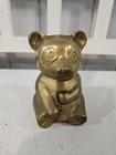 Vintage Brass Panda Bear Bank With Original Stopper