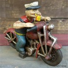 Popeye Patrol Motorcycle Figurine Cast Iron Painted With Antique Finish  8  X