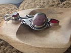 Rhodonite Garnet Gemstone Boho Handcrafted Pendant Amulet Jewelry 3 4  