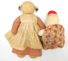 Vintage Handmade Primitive Rustic Plush Dolls 1940s Folk Art