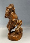 By146 - 15 Cm Tall Boxwood Carving Figurine   Zhong Kui Catching Oni