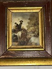 Vintage Miniature Print Made In Spain Framed Print Miniature On Board Wood Frame