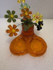 Orange Retro Trends 60 s 70 s Lucite Acrylic Resin Wire Flower Sculpture Mcm