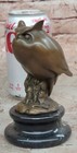 Vienna Style Bronze Wise Owl Statue Signed Milo Marble Base Collectible