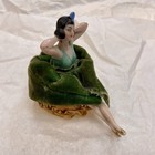 Antique German 1920 s Porcelain   Cloth Pin Cushion Flapper Woman Half Doll