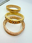 Vintage Bracelet Bangle Lot Plastic Macrame Look Lot Of 3 Chunky 70s Earthy H1