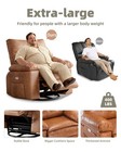 Oversized Swivel Rocker Recliner Chair -heat   Massage  Pu Leather Creamy brown