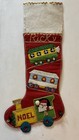 Vintage Handmade Christmas Stocking Santa On A Train Felt Beads Sequins Ricky