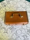 1950s Samsonite Brown Leather   Brass Travel Train Make-up Case Vintage Luggage