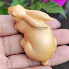 Z1200 - 2  Hand Carved Boxwood Netsuke Figurine - Beautiful Rabbit
