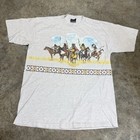 Vintage 90s Habitat Plains Native American Indian Warrior T-shirt Aop Size Xl