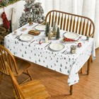 Christmas Tablecloth 60  84 Inch Rectangular  Cable Car Ski Tree Washable Table