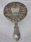 Vintage Ornate Silver Tone Hand Mirror Floral Scroll Vanity Mirror Antique Style