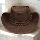 Distressed Leather Cowboy Hat Western Outback Studded Wide Brim Vintage Hat