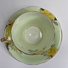 Antique 1920s 2pc Aynsley Tea Cup And Saucer Yellow Cabbage Rose Porcelain Rare 