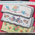 Vintage 1950s Vogart Embroidery Uncut Transfer Pattern 627 Bluebirds Pillowcases