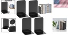 Minimalist Black Bookends Set - Durable Metal Design  4 Pieces Included