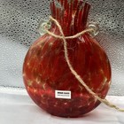Unique Glass Hanging Hand Blown Red Bottle   Vase Flaming Design Made In Poland