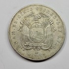 1943 Mo Ecuador Silver 5 Sucres Large Size Silver Crown Heavy Hairlines  v279