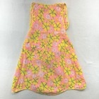 Vintage Handmade Floral Bib Apron Tie Back Retro 60s Mod Neon Pink Yellow