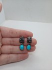 Signed Sterling Silver Turquoise Dangle Earrings