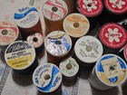 Vintage Sewing Thread Spool Button Jar Lot 48 Wood Plastic Talon Singer